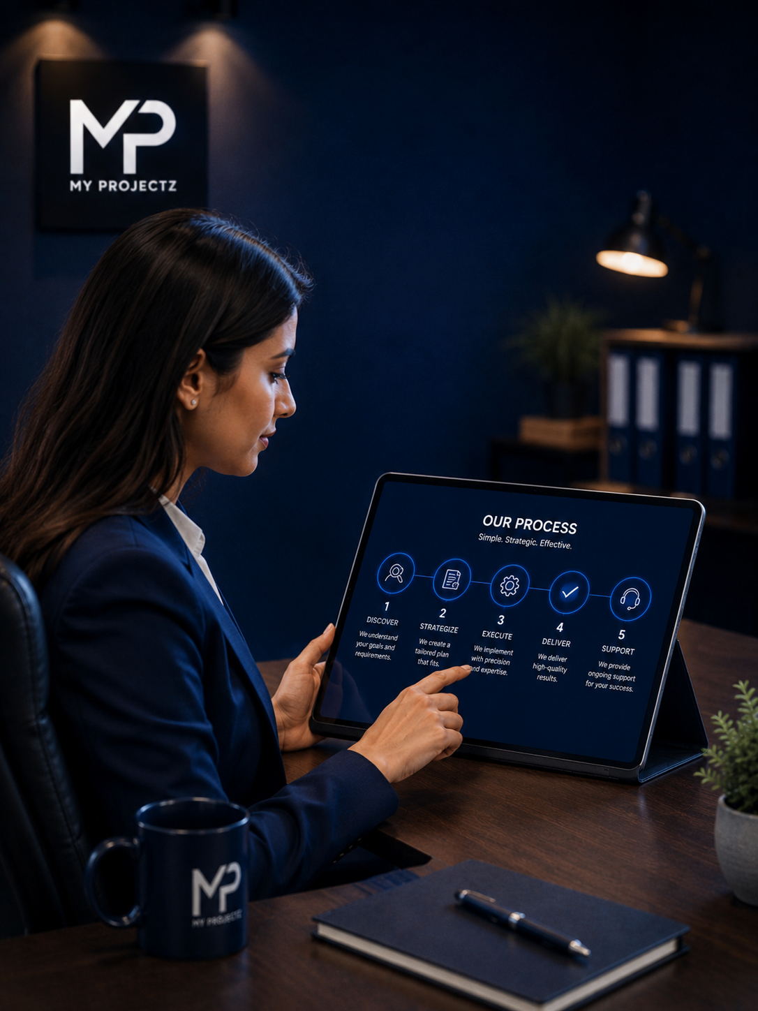Focused in a modern office setting